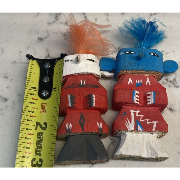 Vintage 90's Native American Hopi Kachina Dolls Set Hand Made Artisan Signed N.M - Picture 5 of 8